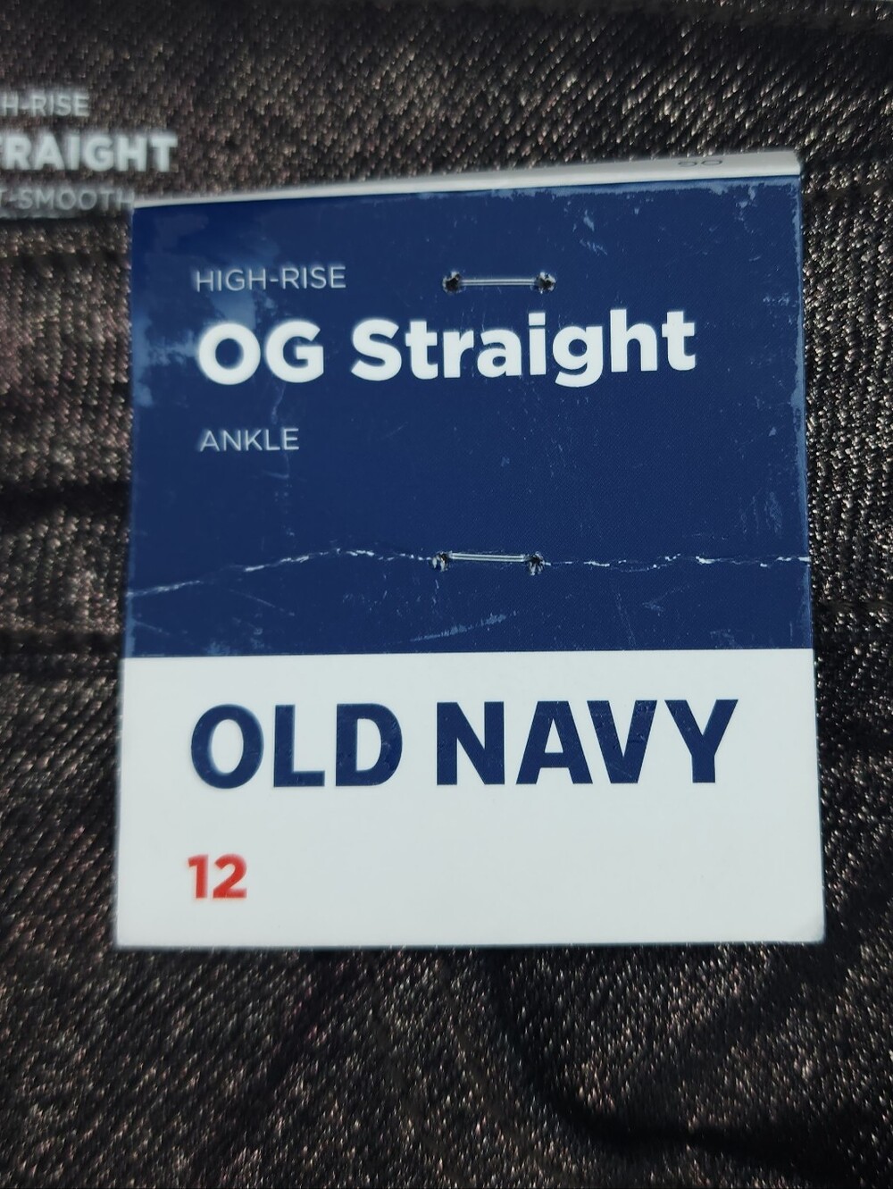 Old Navy OG Straight High-Rise Ankle Metallic Black Jeans - Picture 6 of 8
